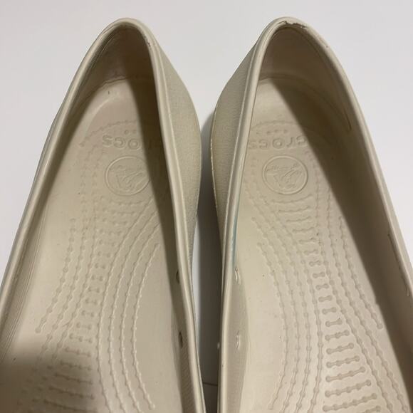 Crocs Brynn Flats Women's 9 Cap Toe Ballet Casual Off White Slip Violet Strip - Picture 5 of 6